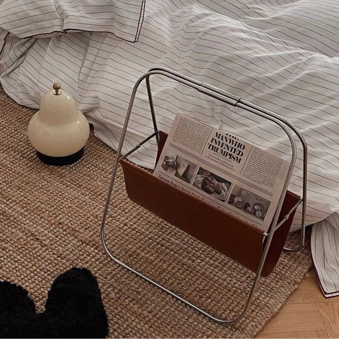 Leather and Brass Magazine Rack